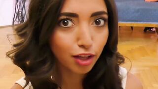 Young teen slut sucks old cock and rides it in POV