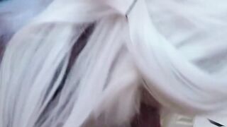 Natural tits blonde Haley Quinn sucking cock in latex suit