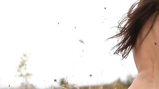 Gorgeous cutie Demi Fray stripping and teasing in nature