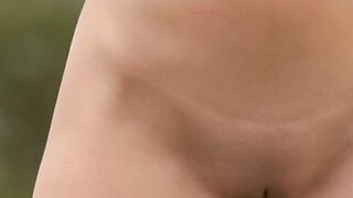 Gorgeous cutie Demi Fray stripping and teasing in nature