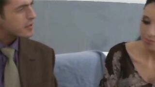Stunning escort in high heels facialized after sensual sex