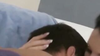 Stunning escort in high heels facialized after sensual sex