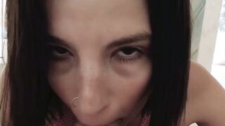 Busty babe La Sirena sucks hard cock before missionary fuck