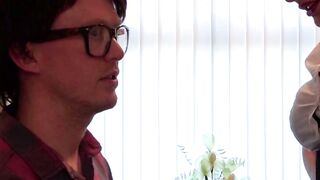 UK babe Chloe Davis sucks off kinky nerd in hot POV blowjob