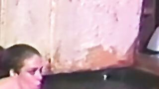 Promiscuous babe blows and rides cock in pool threeway