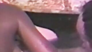 Promiscuous babe blows and rides cock in pool threeway