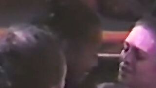 Promiscuous babe blows and rides cock in pool threeway
