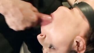 Tied up Cassandra Nix fucked and cum sprayed by costumed guy