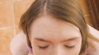 UNBELIEVABLE COUPLE NEXT DOOR! Teenage Celestina Blooms GETS MORTIFIED BY MANS HAND AND SWALLOWS EVERYTHING!