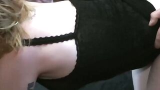 Two hot babes sucking and fucking during bukkake party