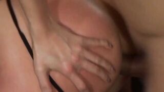 Busty redhead babe Caren pussy fucked after sucking big dick