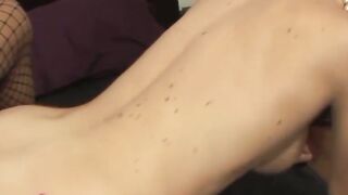Glam shemale fucks hot female in all three holes