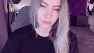 Busty teen flashes shaved pussy