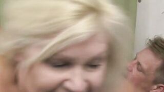 Hot stockings grandma Lacey Starr fucked doggystyle after BJ