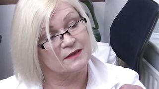 Hot stockings grandma Lacey Starr fucked doggystyle after BJ