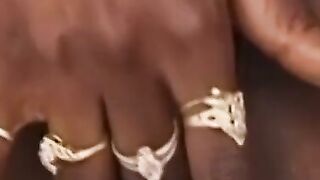 Ebony babe sprayed with cum after BJ and hard dick pounding