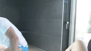 Tattooed Euro babe Mia Lei doggystyle fucked by the pool