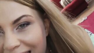 Young blue eyed English gal takes a cock and gets filmed POV