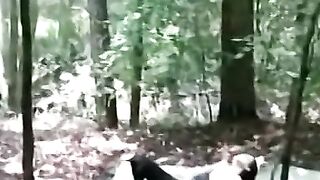 Outdoorsy babe facialized after passionate vag pounding
