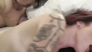 Hardcore strap on sex tattooed naughty lesbians
