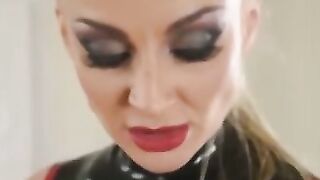 Mistress in latex subdues lesbian into sensual pussy licking