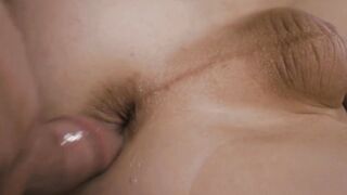 Horny brunette tgirl Natalie Mars massaged and fucked raw