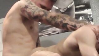 Tattoed hunk moans in pleasure after a hard penetration