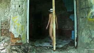 Blonde MILF's Public BDSM Solo in Abandoned Building
