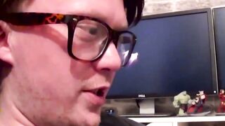 Big tits Lucy Lane goes down on a horny nerd cock sucking it
