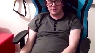Big tits Lucy Lane goes down on a horny nerd cock sucking it