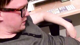 Big tits Lucy Lane goes down on a horny nerd cock sucking it