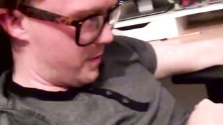 Big tits Lucy Lane goes down on a horny nerd cock sucking it