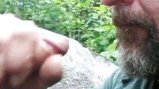 Older Man Sucks Young Cock Outdoors