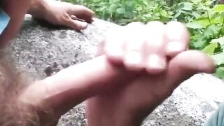 Older Man Sucks Young Cock Outdoors