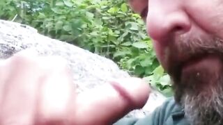 Older Man Sucks Young Cock Outdoors
