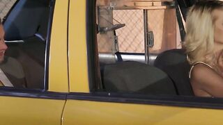 Mature Jessica Drake rubbing her pussy in the front seat