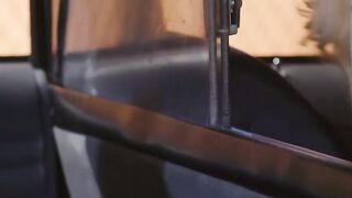 Mature Jessica Drake rubbing her pussy in the front seat