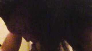 Naughty black babe swallowed white dick