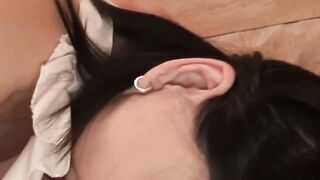 Asian MILF with big tits takes a big cock inside her hairy pussy