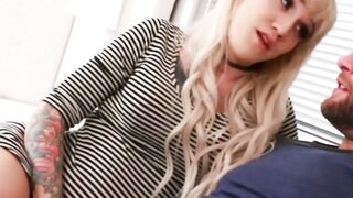 Inked tgirl pornstar Lena Kelly throat fucked and hammered