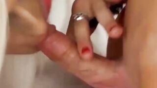 Nubile Jamie French stuffs tranny mouth with dick