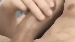 Horny teenager Dimik masturbates his thick throbbing cock