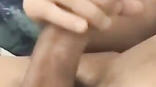 Horny teenager Dimik masturbates his thick throbbing cock