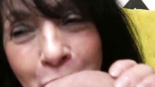 Sexy lingerie grandma deepthroats dicks in spitroast orgy