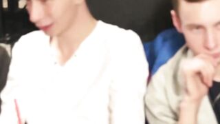 Group suction session for hunk with petite and cute twinks