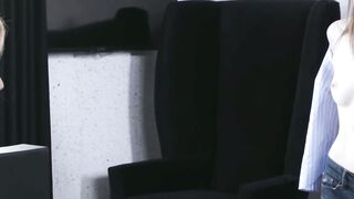Busty dyke Rachael Cavalli strapon fucking teen Gracie Green