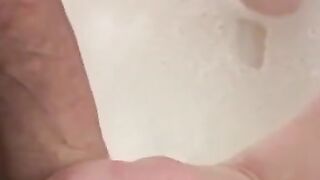Buxom amateur babe tongue fucked and swallows big cock