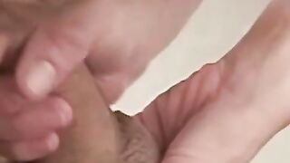 Buxom amateur babe tongue fucked and swallows big cock