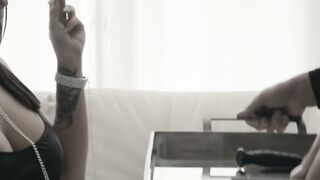 Goth mistress Ivy Lebelle assfucked after gagging on cock