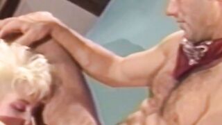 MILFs Nina Hartley and Jeanna Fine blows lucky guys big dick